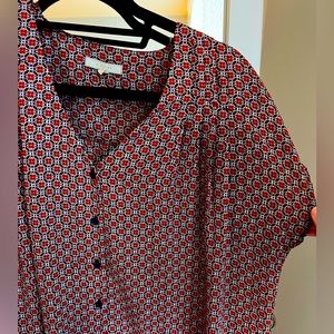 Nordstrom Pleione Short Sleeve Blouse in Red Poppy